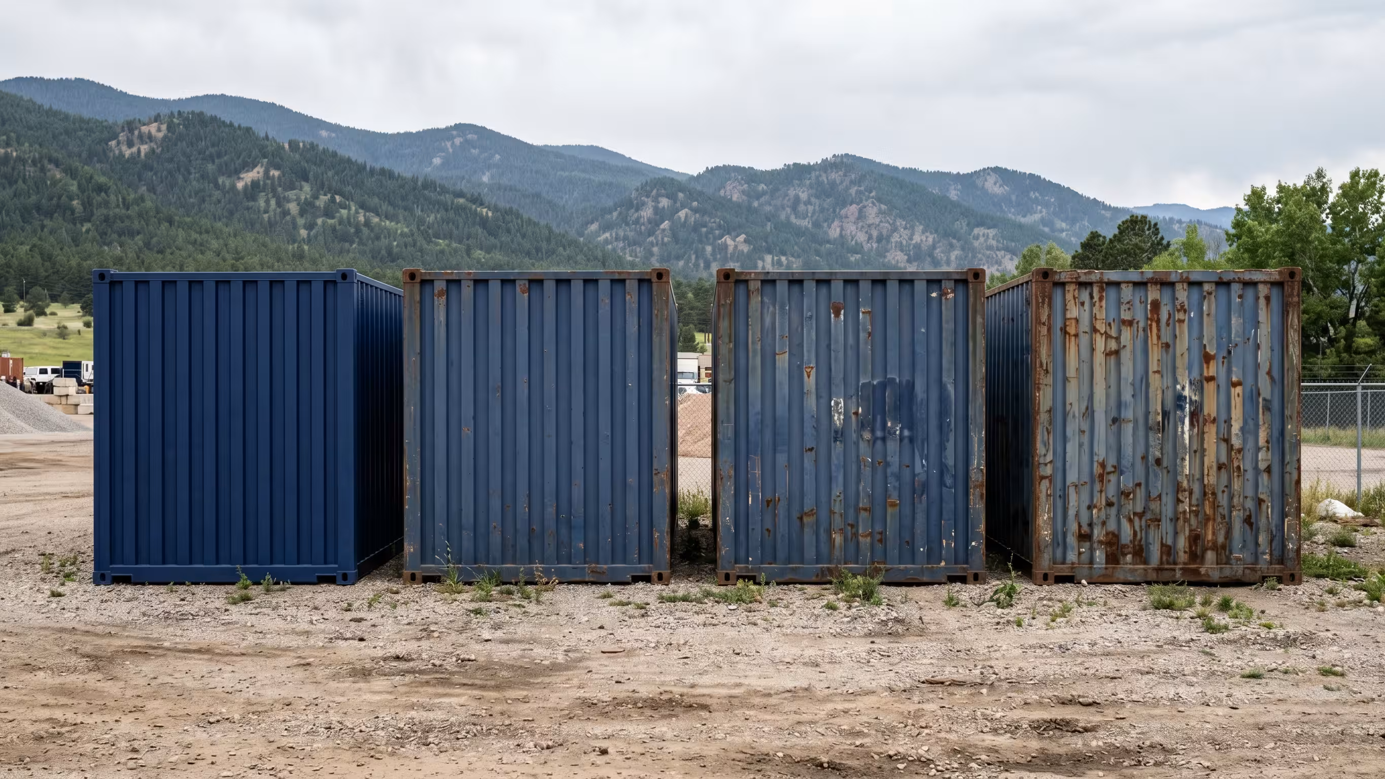 Comparison of container condition grades - One-Trip, Cargo Worthy, Wind & Water Tight, and As-Is - at the Aurora, Colorado yard